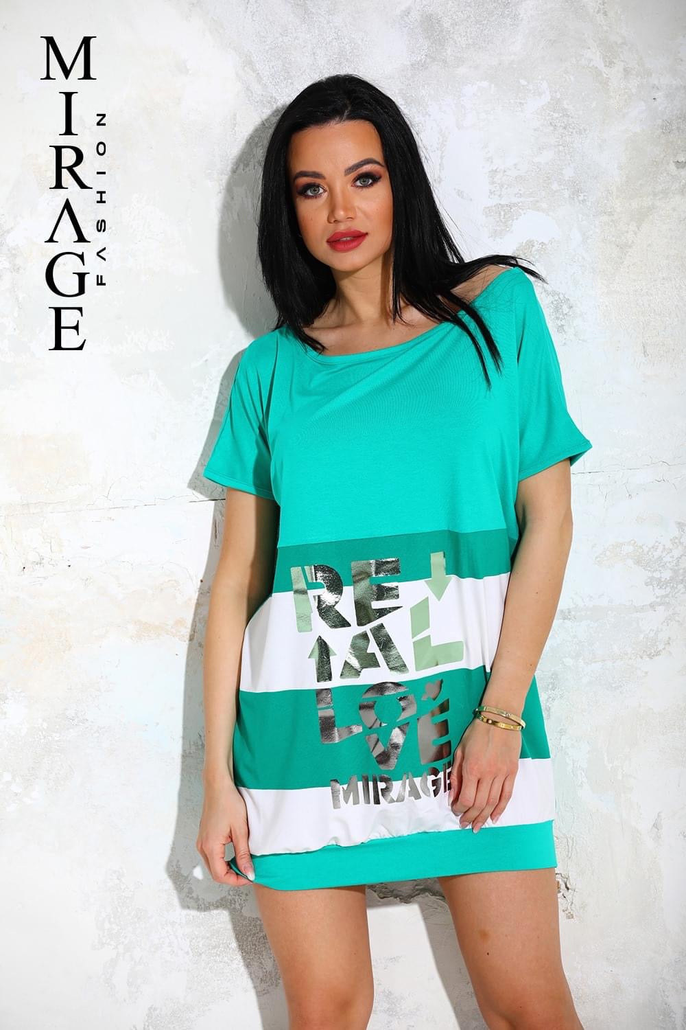Mirage Real Summer Green Tunic Dress
