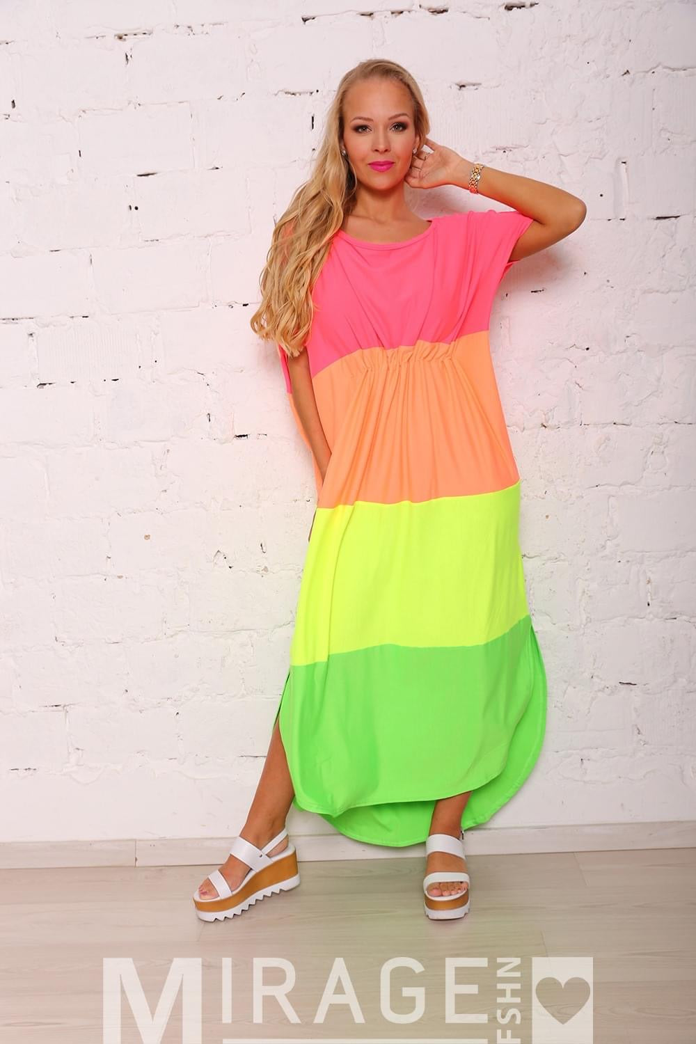 Mirage Three Color Neon One Size Maxi Dress
