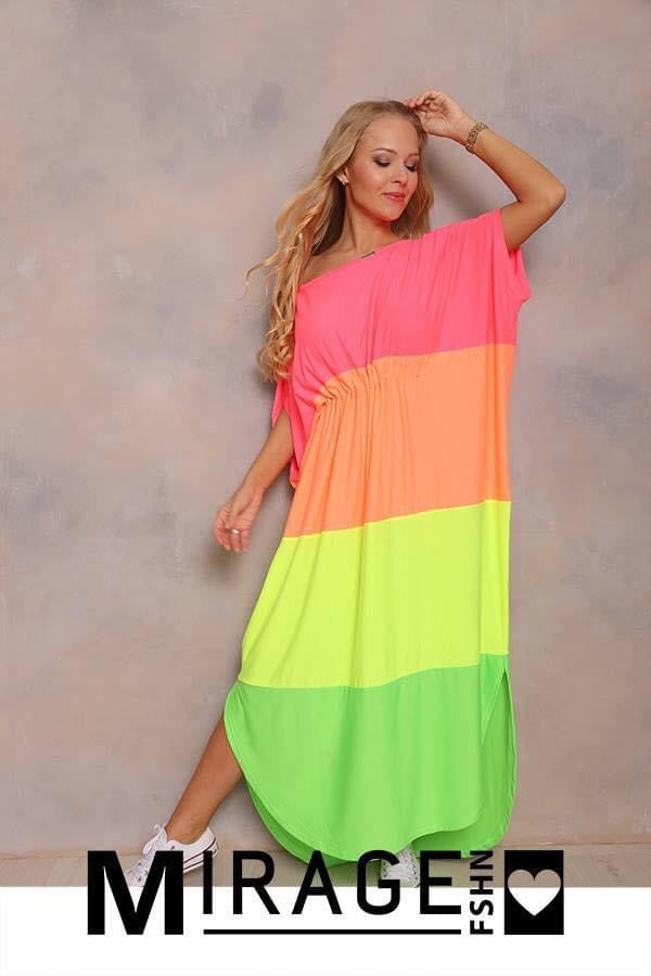 Mirage Three Color Neon One Size Maxi Dress