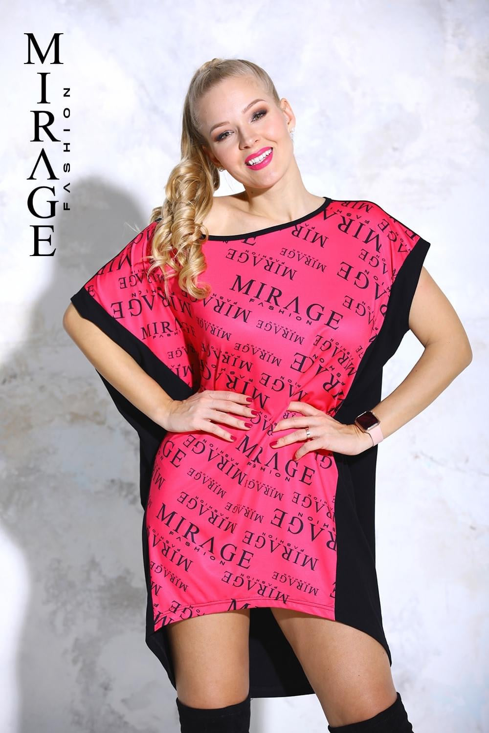 Mirage Pink-Black Tunic Dress